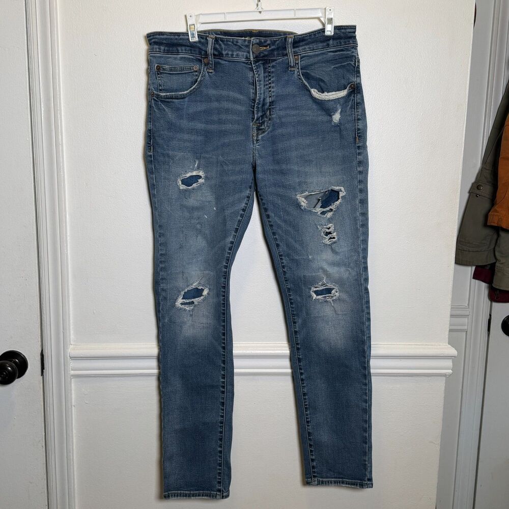American Eagle Next Level Flex Skinny Distressed Jeans 34x30 Medium Wash